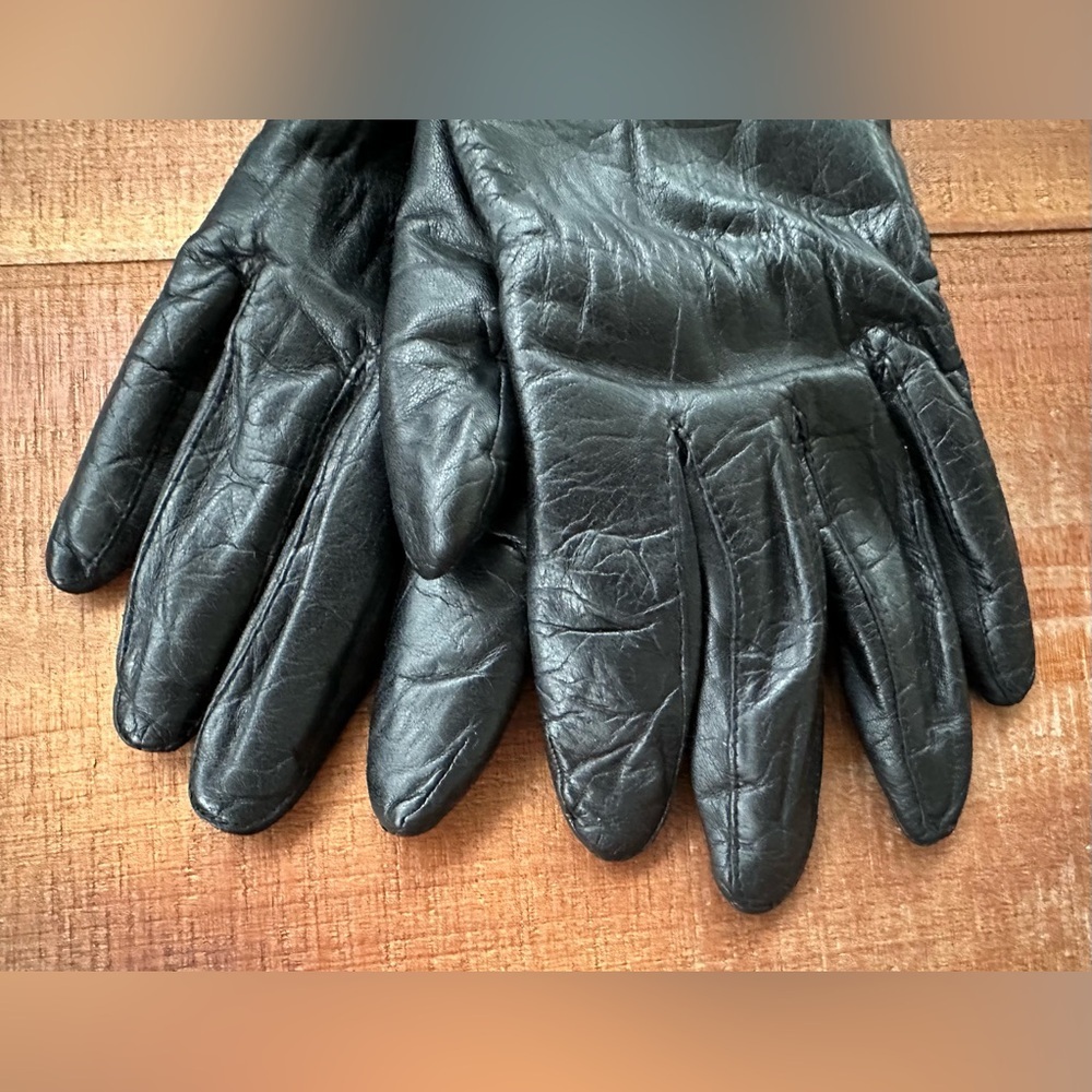 Vintage Classic 100% Fur Lining Genuine Leather Black Gloves - Picture 6 of 12